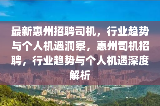 最新惠州招聘司機(jī)，行業(yè)趨勢(shì)與個(gè)人機(jī)遇洞察，惠州司機(jī)招聘，行業(yè)趨勢(shì)與個(gè)人機(jī)遇深度解析