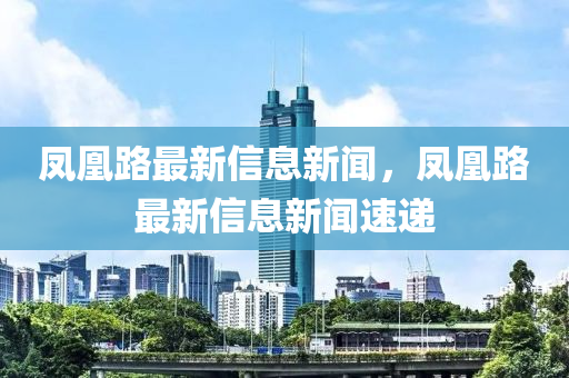 鳳凰路最新信息新聞，鳳凰路最新信息新聞速遞