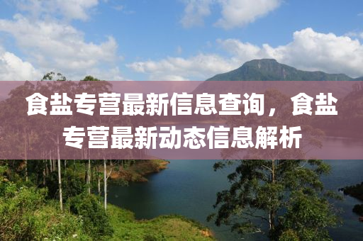 食鹽專營最新信息查詢，食鹽專營最新動態(tài)信息解析