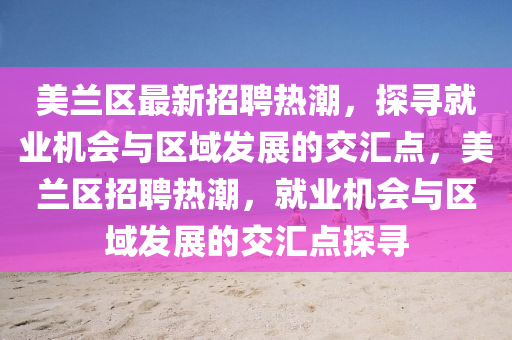 美蘭區(qū)最新招聘熱潮，探尋就業(yè)機會與區(qū)域發(fā)展的交匯點，美蘭區(qū)招聘熱潮，就業(yè)機會與區(qū)域發(fā)展的交匯點探尋