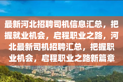最新河北招聘司機信息匯總，把握就業(yè)機會，啟程職業(yè)之路，河北最新司機招聘匯總，把握職業(yè)機會，啟程職業(yè)之路新篇章