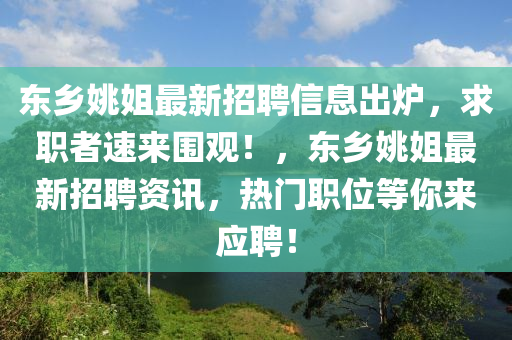 東鄉(xiāng)姚姐最新招聘信息出爐，求職者速來圍觀！，東鄉(xiāng)姚姐最新招聘資訊，熱門職位等你來應聘！