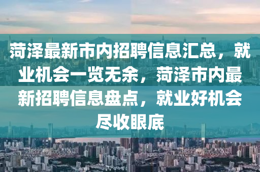 菏澤最新市內(nèi)招聘信息匯總，就業(yè)機(jī)會一覽無余，菏澤市內(nèi)最新招聘信息盤點(diǎn)，就業(yè)好機(jī)會盡收眼底