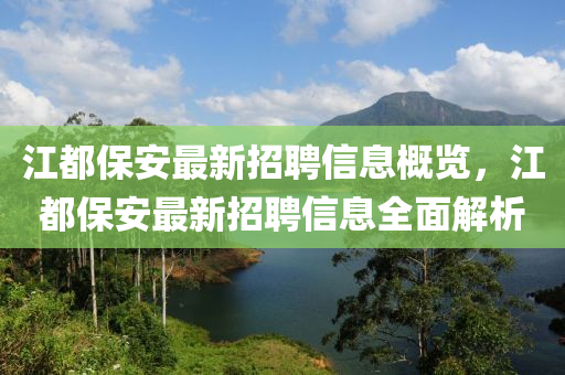 江都保安最新招聘信息概覽，江都保安最新招聘信息全面解析