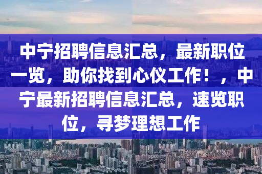 中寧招聘信息匯總，最新職位一覽，助你找到心儀工作！，中寧最新招聘信息匯總，速覽職位，尋夢理想工作