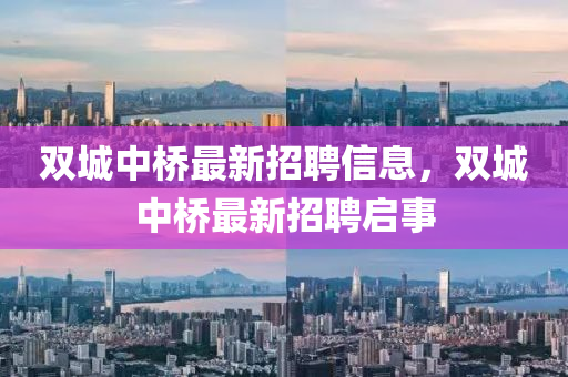 雙城中橋最新招聘信息，雙城中橋最新招聘啟事