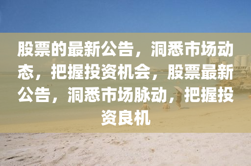 股票的最新公告，洞悉市場動態(tài)，把握投資機會，股票最新公告，洞悉市場脈動，把握投資良機