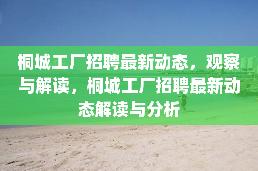 桐城工廠招聘最新動態(tài)，觀察與解讀，桐城工廠招聘最新動態(tài)解讀與分析四川好木優(yōu)材家居有限公司