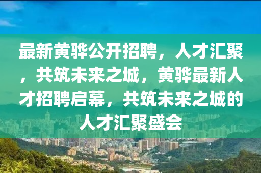 最新黃驊公開招聘，人才匯聚，共筑未來之城，黃驊最新人才招聘啟幕，共筑未來之城的人才匯聚盛會